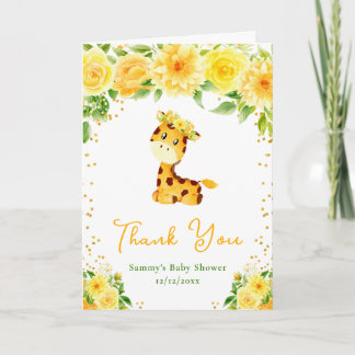 Giraffe Jaune Baby shower Floral Merci