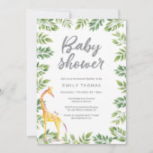 Giraffe jaune Baby shower Invitation (Devant)