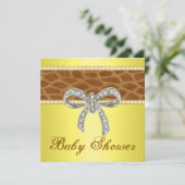 Giraffe Jaune Invitation Baby shower de boue diama (Debout devant)