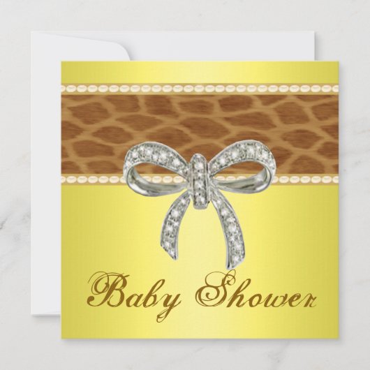 Giraffe Jaune Invitation Baby shower de boue diama (Devant)