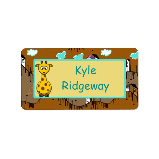 Giraffe - Jongens school naam label (Voorkant)