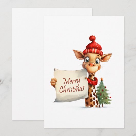 Giraffe Joyeuse Carte de Noël (Devant / Derrière)