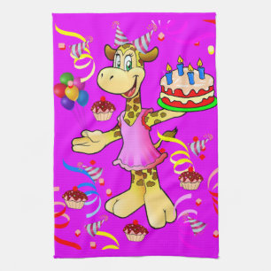 Giraffe Joyeux Anniversaire Cuisine Serviette à ma