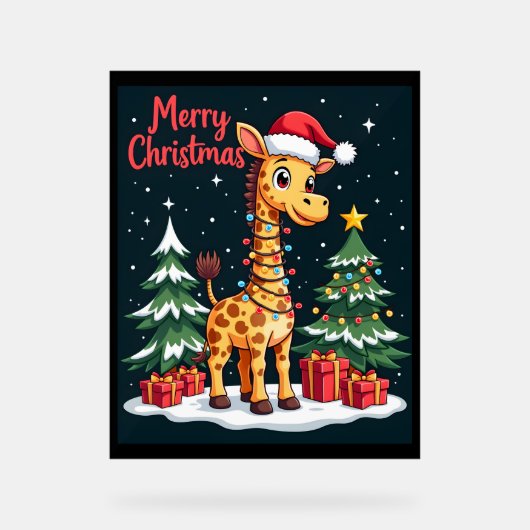 Giraffe Joyeux sapin de Noël Éclairage Père Noël G (Recto)
