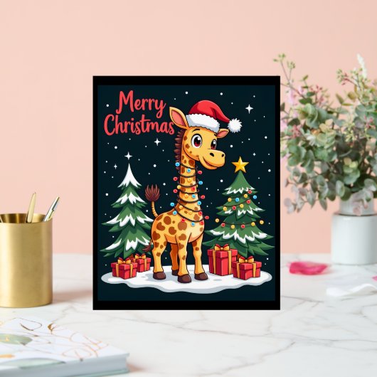 Giraffe Joyeux sapin de Noël Éclairage Père Noël G (Mariage)