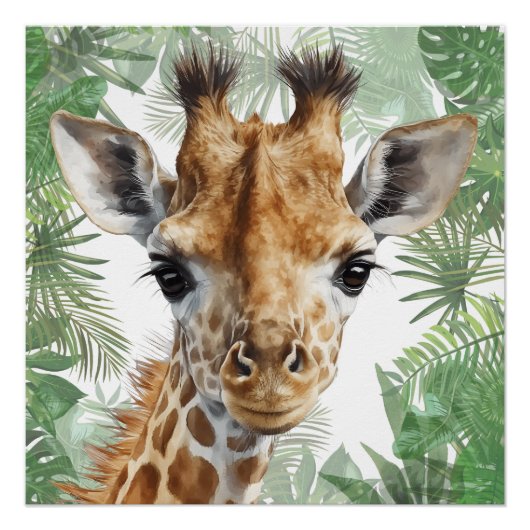 Giraffe Jungle Achtergrond  Perfect Poster (Voorkant)