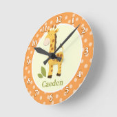 Giraffe Jungle Adventure (Orange) Horloge murale (Angle)
