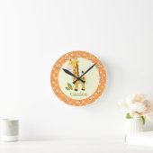 Giraffe Jungle Adventure (Orange) Horloge murale (Maison)