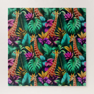 Giraffe Jungle Dromen Naadloos Oppervlaktepatroon Legpuzzel