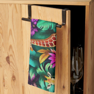 Giraffe Jungle Droom Naadloos Oppervlak Patroon Theedoek