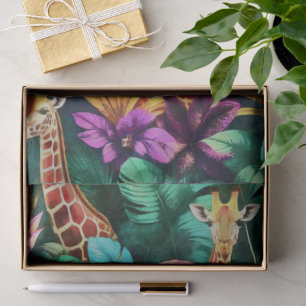 Giraffe Jungle Droom Naadloos Oppervlak Patroon Tissuepapier