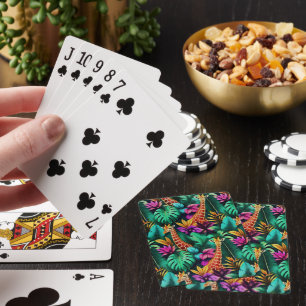 Giraffe Jungle Droom Naadloos Oppervlaktepatroon Pokerkaarten