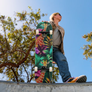 Giraffe Jungle Droom Naadloos Oppervlaktepatroon Skateboard