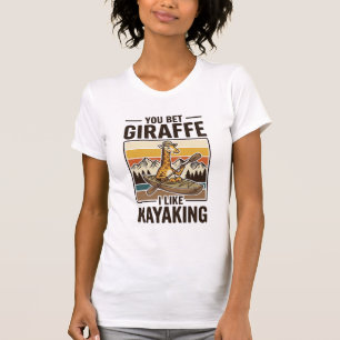 Giraffe Kayaking Vintage Grappig T-Shirt Ontwerp_1