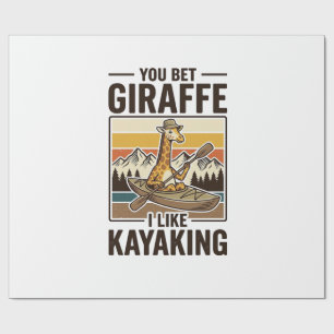 Giraffe Kayaking Vintage Grappig T-Shirt Ontwerp_1 Cadeaupapier