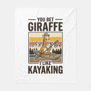 Giraffe Kayaking Vintage Grappig T-Shirt Ontwerp_1 Fleece Deken