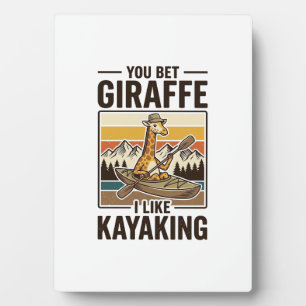 Giraffe Kayaking Vintage Grappig T-Shirt Ontwerp_1 Fotoplaat