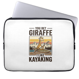 Giraffe Kayaking Vintage Grappig T-Shirt Ontwerp_1 Laptop Sleeve