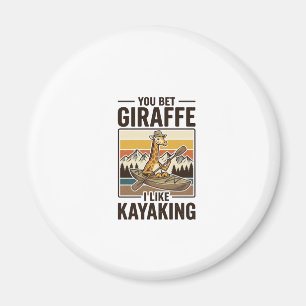 Giraffe Kayaking Vintage Grappig T-Shirt Ontwerp_1 Magneet