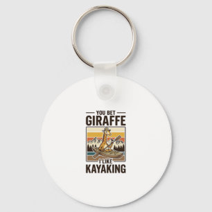 Giraffe Kayaking Vintage Grappig T-Shirt Ontwerp_1 Sleutelhanger