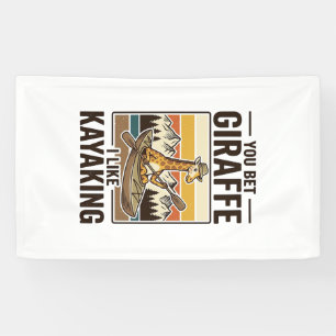 Giraffe Kayaking Vintage Grappig T-Shirt Ontwerp_1 Spandoek