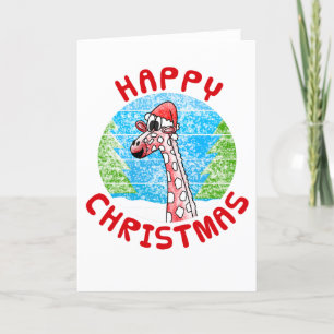 Giraffe Kerst Kaart Wildlife Natuur Grappig