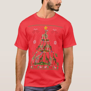 Giraffe - Kerstbomen Lichte kerstman Feestdagen Ch T-shirt