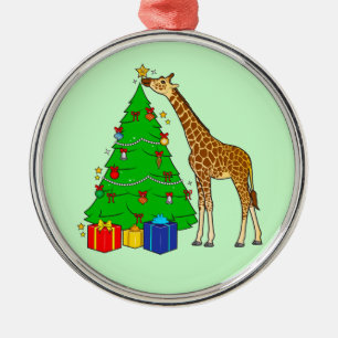 Giraffe kerstboom decorreert met ster metalen ornament