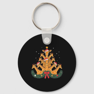 Giraffe kerstboom Dierproeven Vrouwen Mannen Sleutelhanger