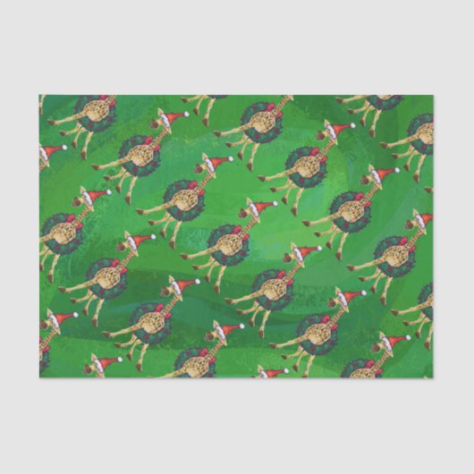 Giraffe kerstcadeaupapier tissuepapier (Voorkant)