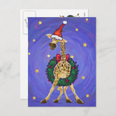Giraffe kerstfeestdag Briefkaart (Voorkant / Achterkant)