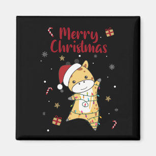 Giraffe kerstGiraffes Winterdieren Magnet Magneet
