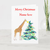 Giraffe kerstkaart feestdagen kaart (Voorkant)
