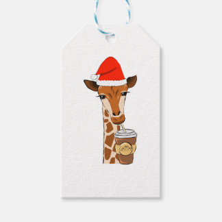 Giraffe kerstkoffie drink cadeaulabel