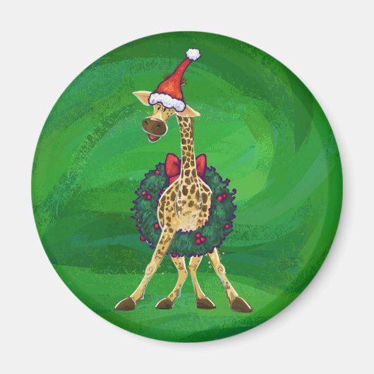 Giraffe Kerstmis Magnet Magneet (Voorkant)