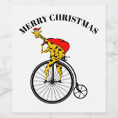 Giraffe kerstmis wijn etiket (Enkel label)