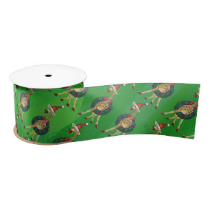 Giraffe kerstsatin Ribbon Lint