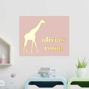 Giraffe Kind - Aangepaste roze Folie - Zaal Afdrukken
