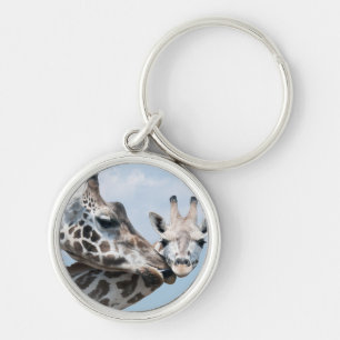 Giraffe Kisses her Calf Sleutelhanger