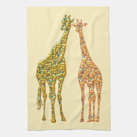 Giraffe Kitchen Towel - Aangepaste kleuren Theedoek (Verticaal)