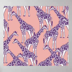 Giraffe Kleurrijke Vlekken  Safari Illustratie Poster