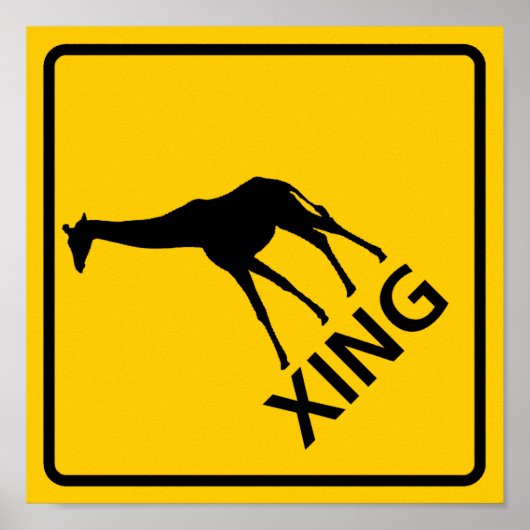 Giraffe-kruising Highway Sign Poster (Voorkant)