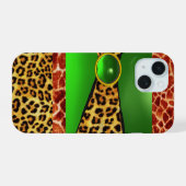 GIRAFFE LÉOPARD PEAU VERT EMERALD GEM IMPRIMÉ (Verso Horizontal)