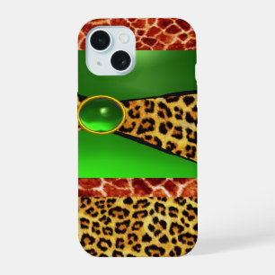 GIRAFFE LÉOPARD PEAU VERT EMERALD GEM IMPRIMÉ