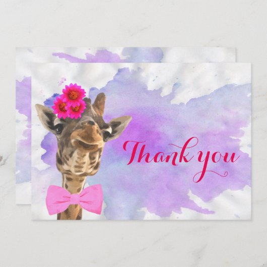 Giraffe leuke oerwoud waterverf dank je bedankkaart (Voorkant / Achterkant)