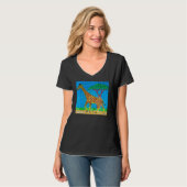 Giraffe (levendig) - Dames V-hals T-shirt (Voorkant volledig)