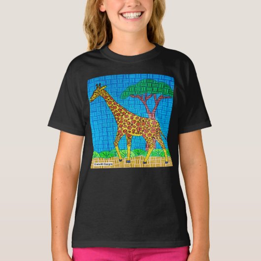 Giraffe (levendig) - T-shirt voor meisjes (Voorkant)