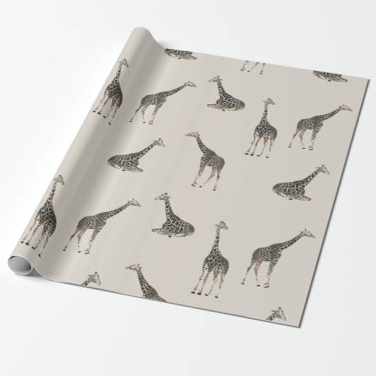 Giraffe lichtmocha cadeaupapier (Uitgerold)