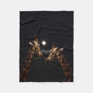 Giraffe liefde in het maanlicht, klein fleece deken