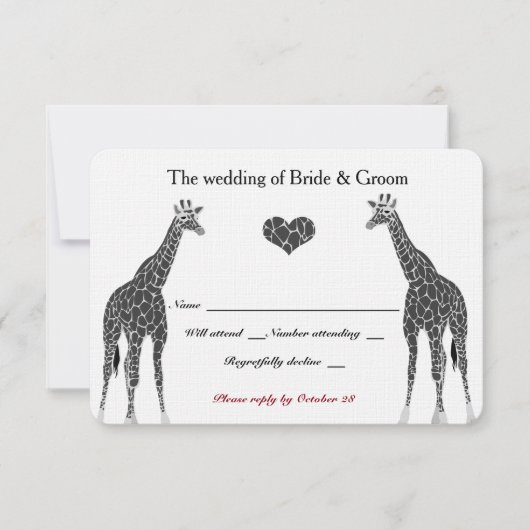 Giraffe Liefde RSVP Kaartje (Voorkant)